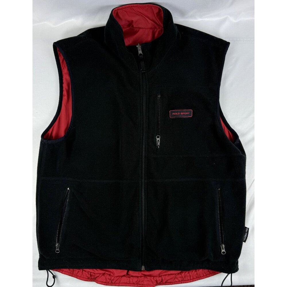 Ralph Lauren Polo Sport Black/Red Reversible Fleece Polartec Thermal Pro Mens L